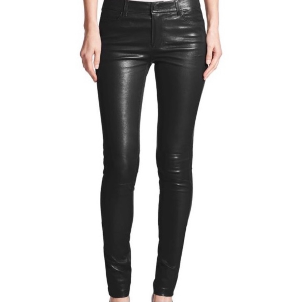 Vince Black genuine Leather skinny Pants US 6 - Picture 2 of 11